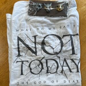 Game of Thrones White "Not Today" T-Shirt and pin set